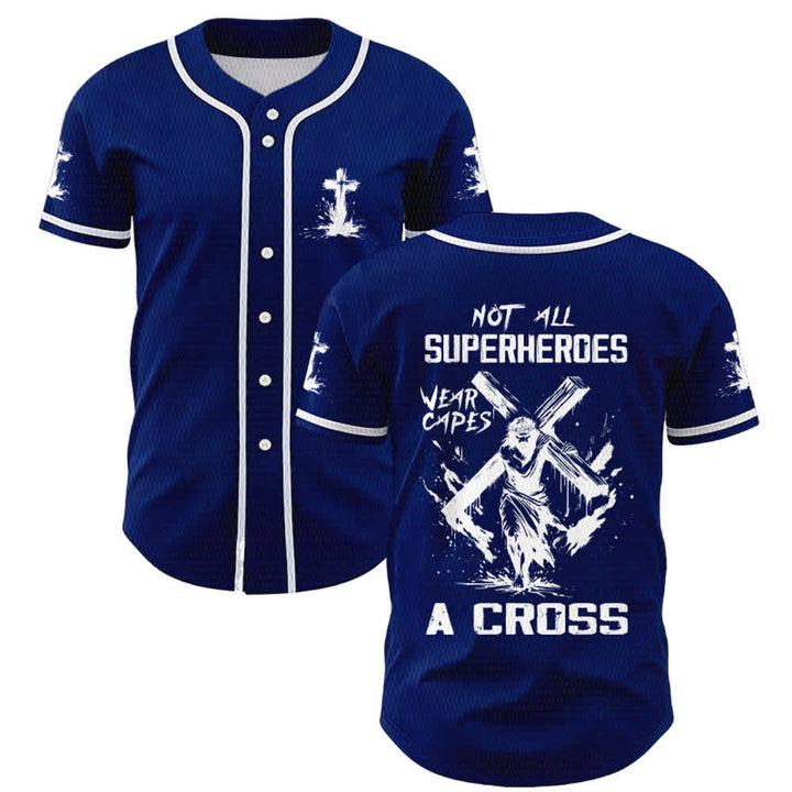 Christianartworkshop Not All Superheroes Wear Capes A Cross Unisex Baseball Jersey - Navy Blue - 5XL - image 35