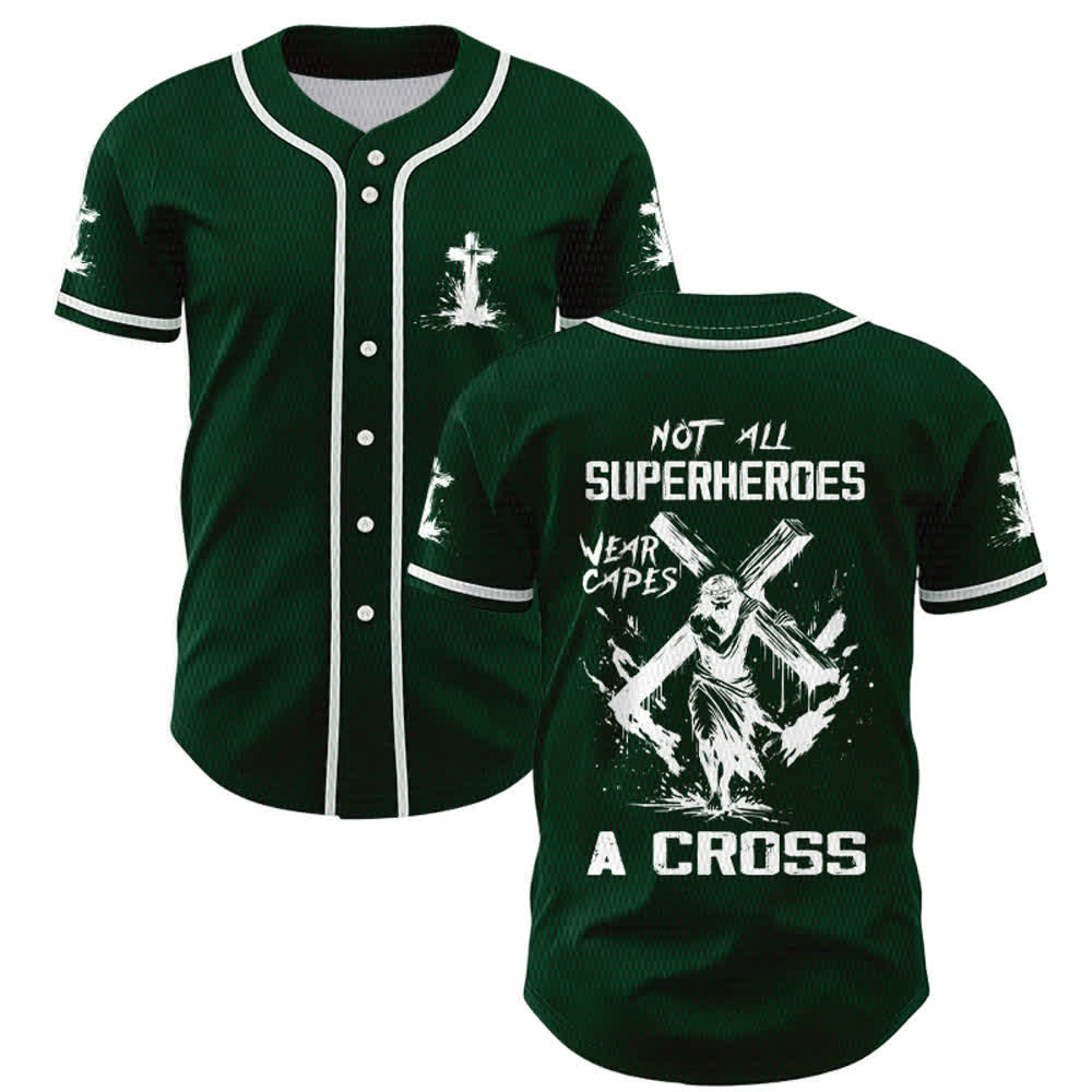 Christianartworkshop Not All Superheroes Wear Capes A Cross Unisex Baseball Jersey - Green - 5XL - image 42