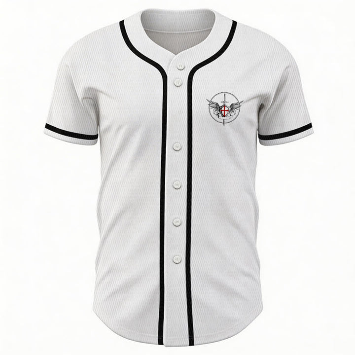 Christianartworkshop St.Michael Archangel Defend Us Unisex Baseball Jersey - image 2