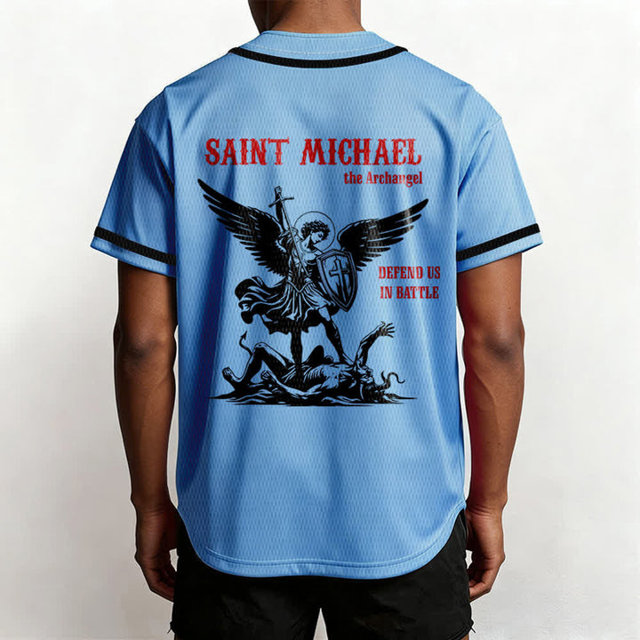 Christianartworkshop St.Michael Archangel Defend Us Unisex Baseball Jersey - image 31