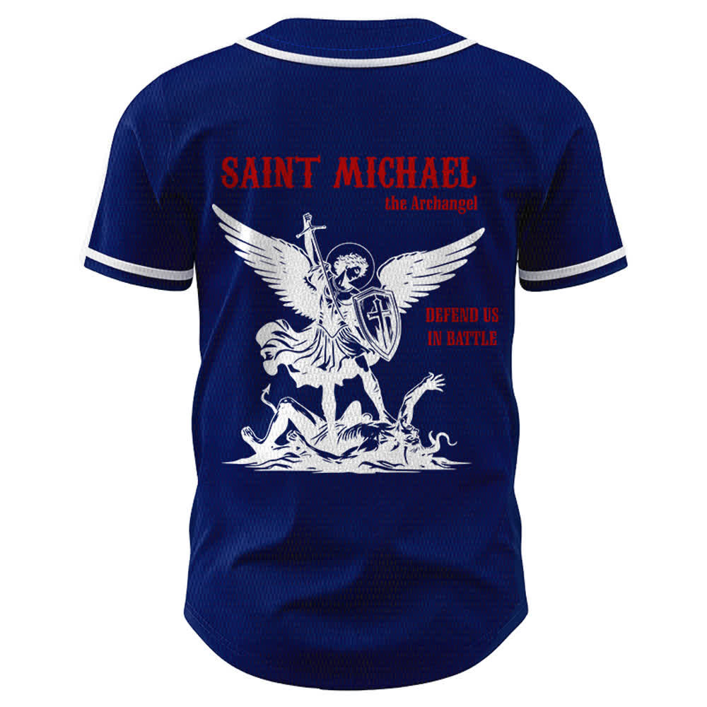 Christianartworkshop St.Michael Archangel Defend Us Unisex Baseball Jersey - image 36