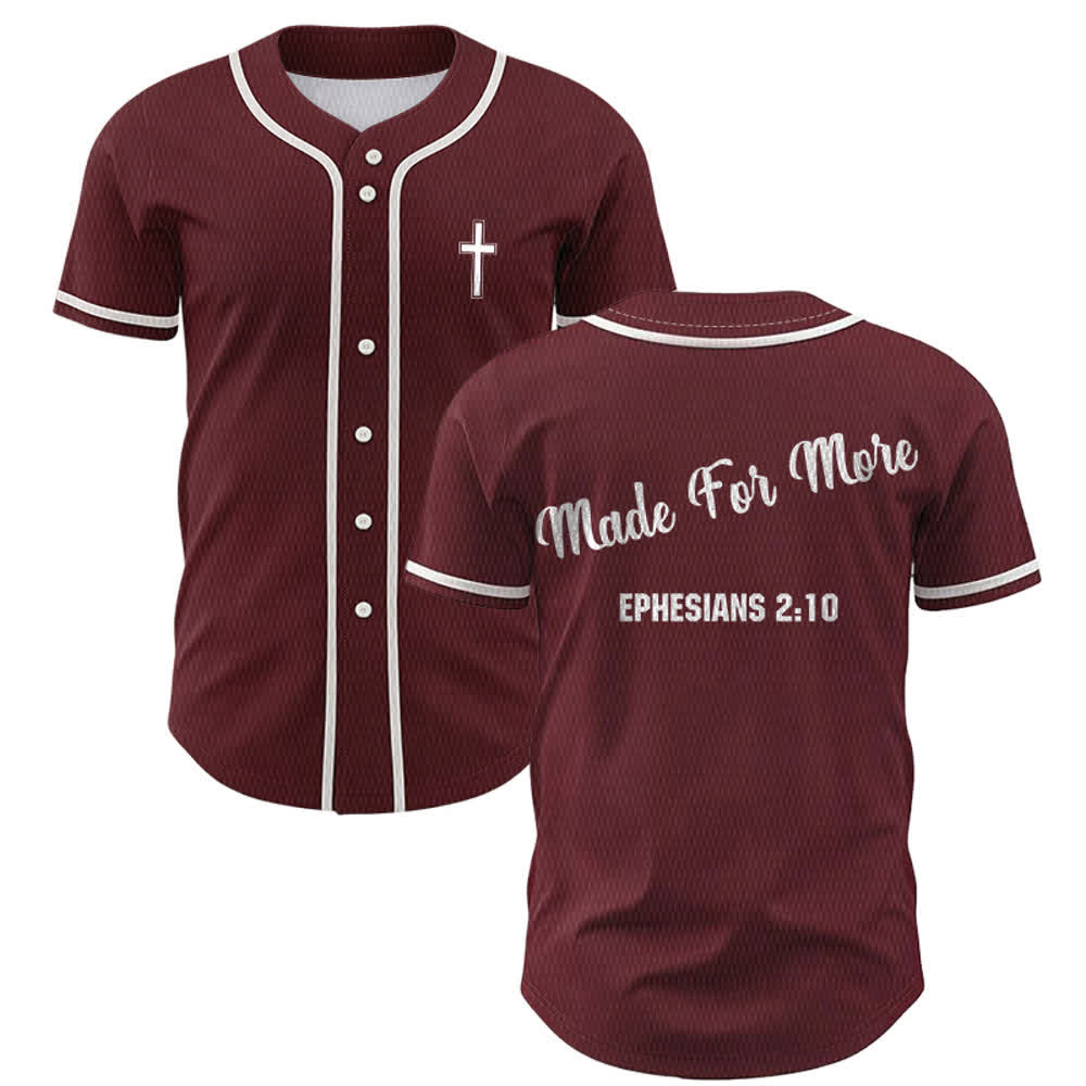 Christianartworkshop Made For More Ephesians 2:10 Unisex Baseball Jersey - Wine - 5XL - image 0
