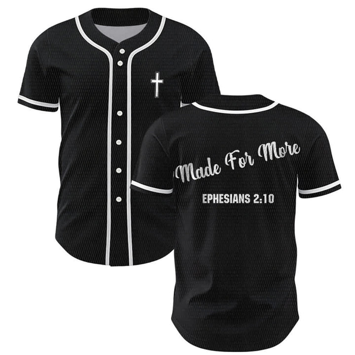 Christianartworkshop Made For More Ephesians 2:10 Unisex Baseball Jersey - Black - 5XL - image 14