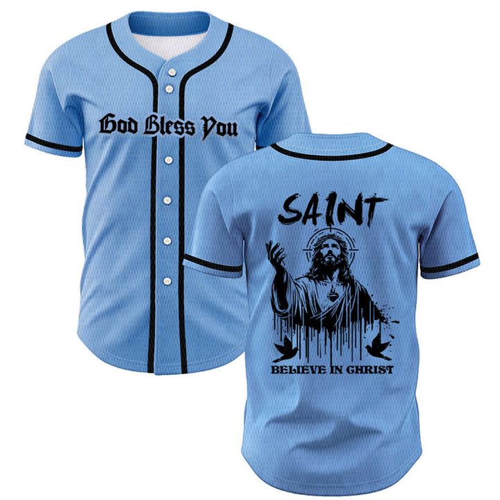 Christianartworkshop Saint Believe In Christ Unisex Baseball Jersey - Blue - 5XL - image 28