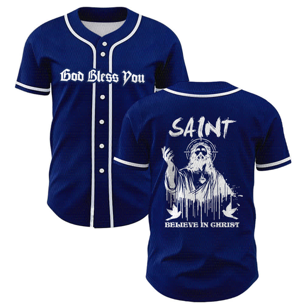 Christianartworkshop Saint Believe In Christ Unisex Baseball Jersey - Navy Blue - 5XL - image 35