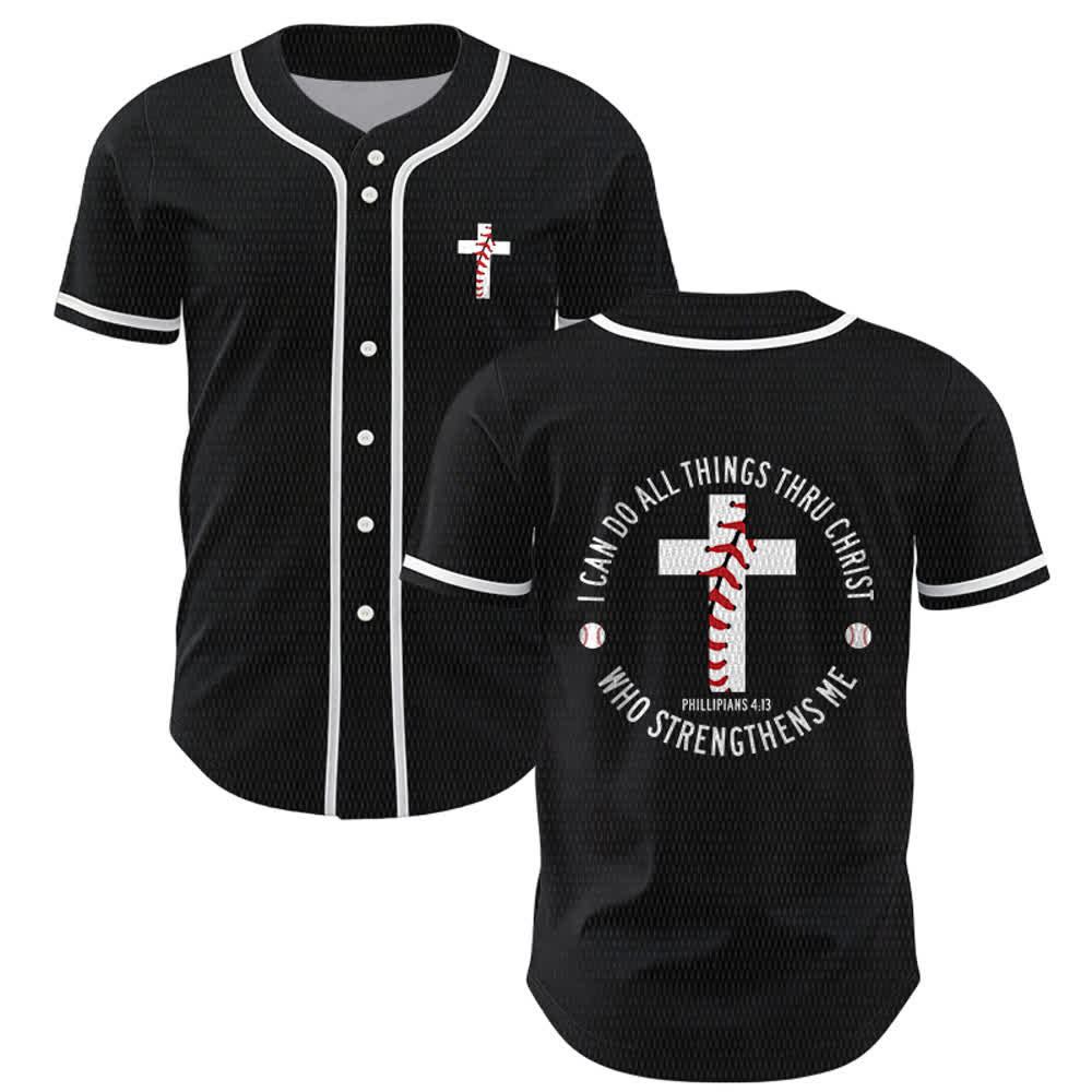 Christianartworkshop Philippians 4:13 I Can Do All Things Unisex Baseball Jersey - Black - 5XL - image 14