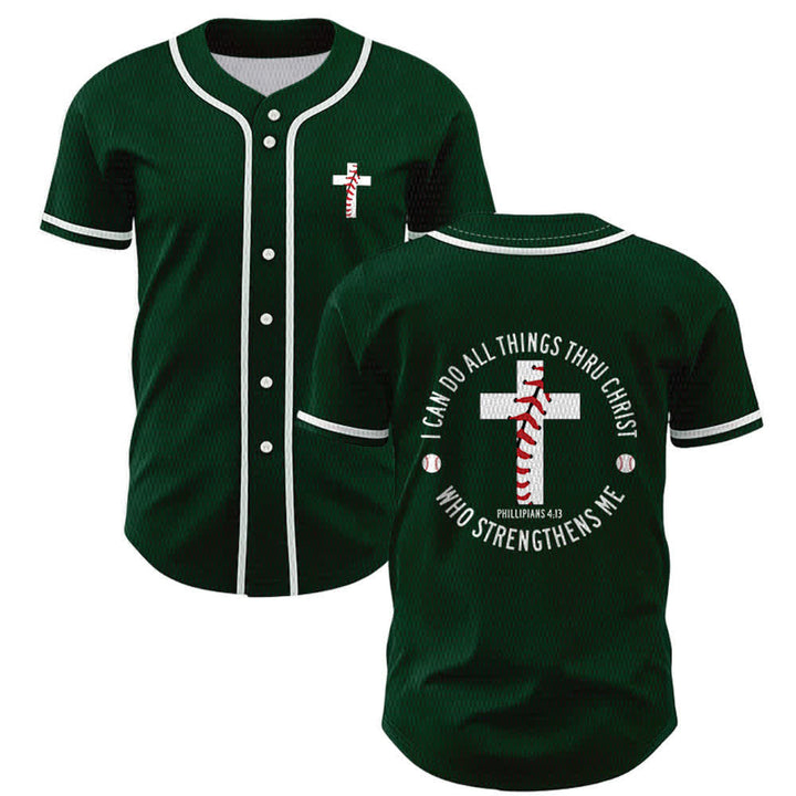 Christianartworkshop Philippians 4:13 I Can Do All Things Unisex Baseball Jersey - Green - 5XL - image 49