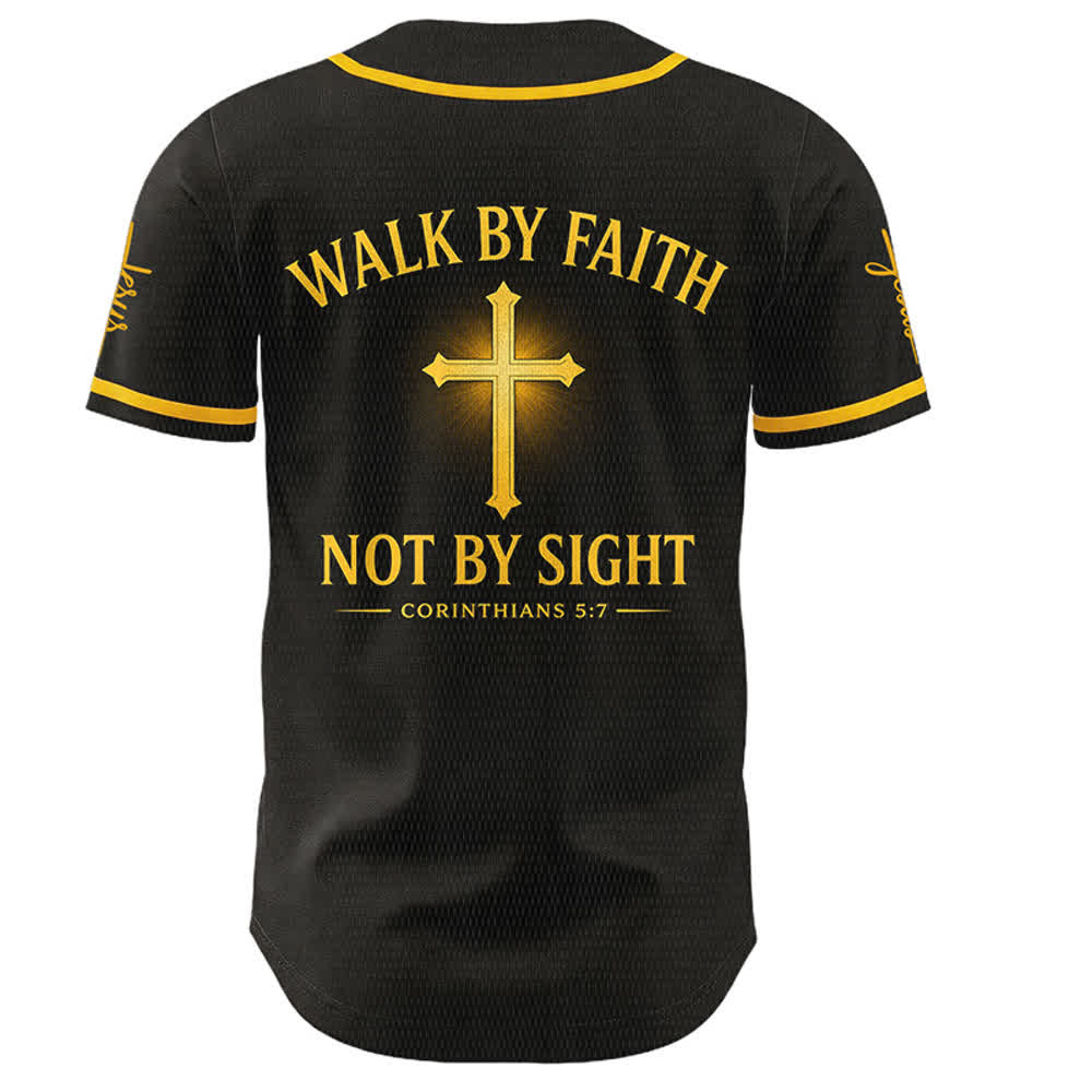 Christianartworkshop Walk By Faith Not By Sight Jesus Cross Unisex Baseball Jersey - image 2