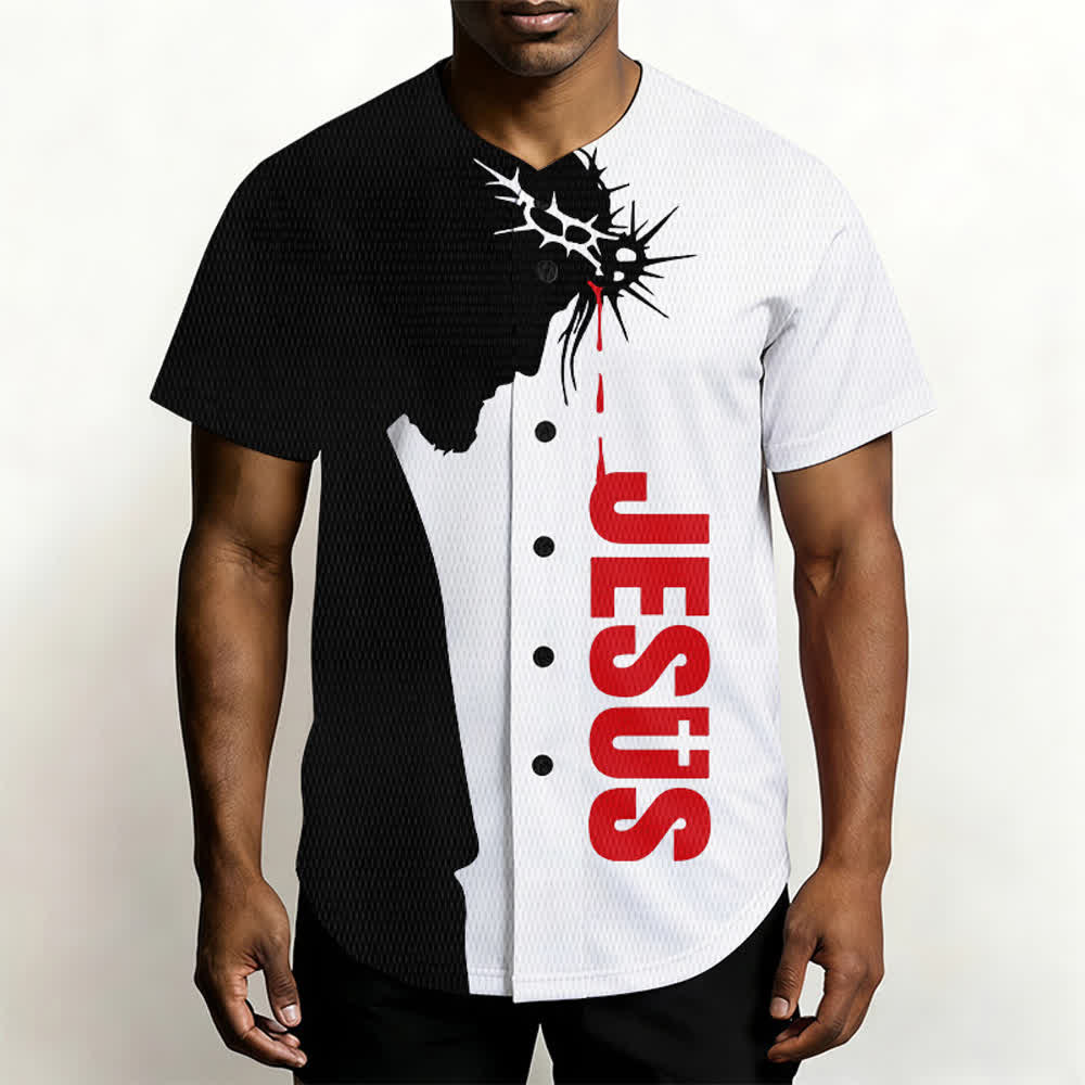 Christianartworkshop Jesus My Everything Split Faith Unisex Baseball Jersey - image 3
