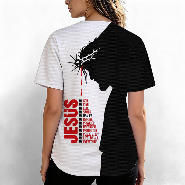 Christianartworkshop Jesus My Everything Split Faith Unisex Baseball Jersey - image 6