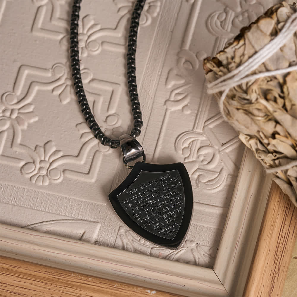 FREE Today: Double Sided Shield Rhinestone Cross Pendant Engraved Amor of God Joshua 1 Verse 9 Box Chain Necklace: Timeless Emblem of Gentle Heavenly Guardianship - image 10