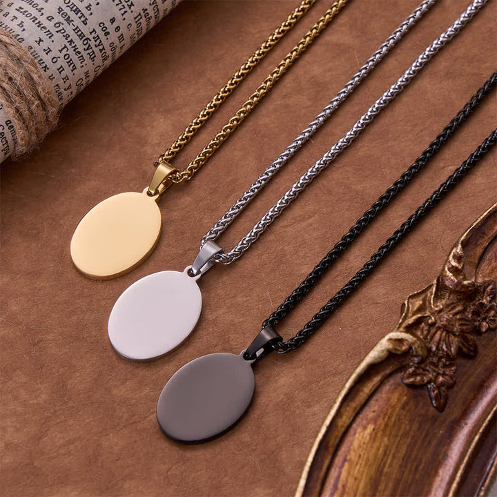 FREE Today: Oval Saint Christopher Engraved Medal Wheat Chain Necklace: Timeless Emblem of Gentle Heavenly Guardianship - image 2