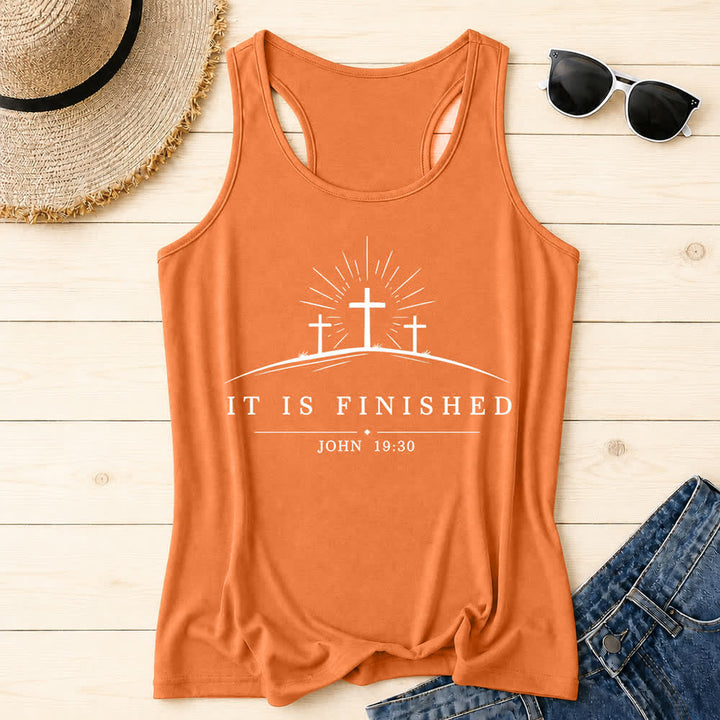 Christianartworkshop Classic Faith It Is Finished Cross Racerback Tank Top - Orange - 2XL - image 18