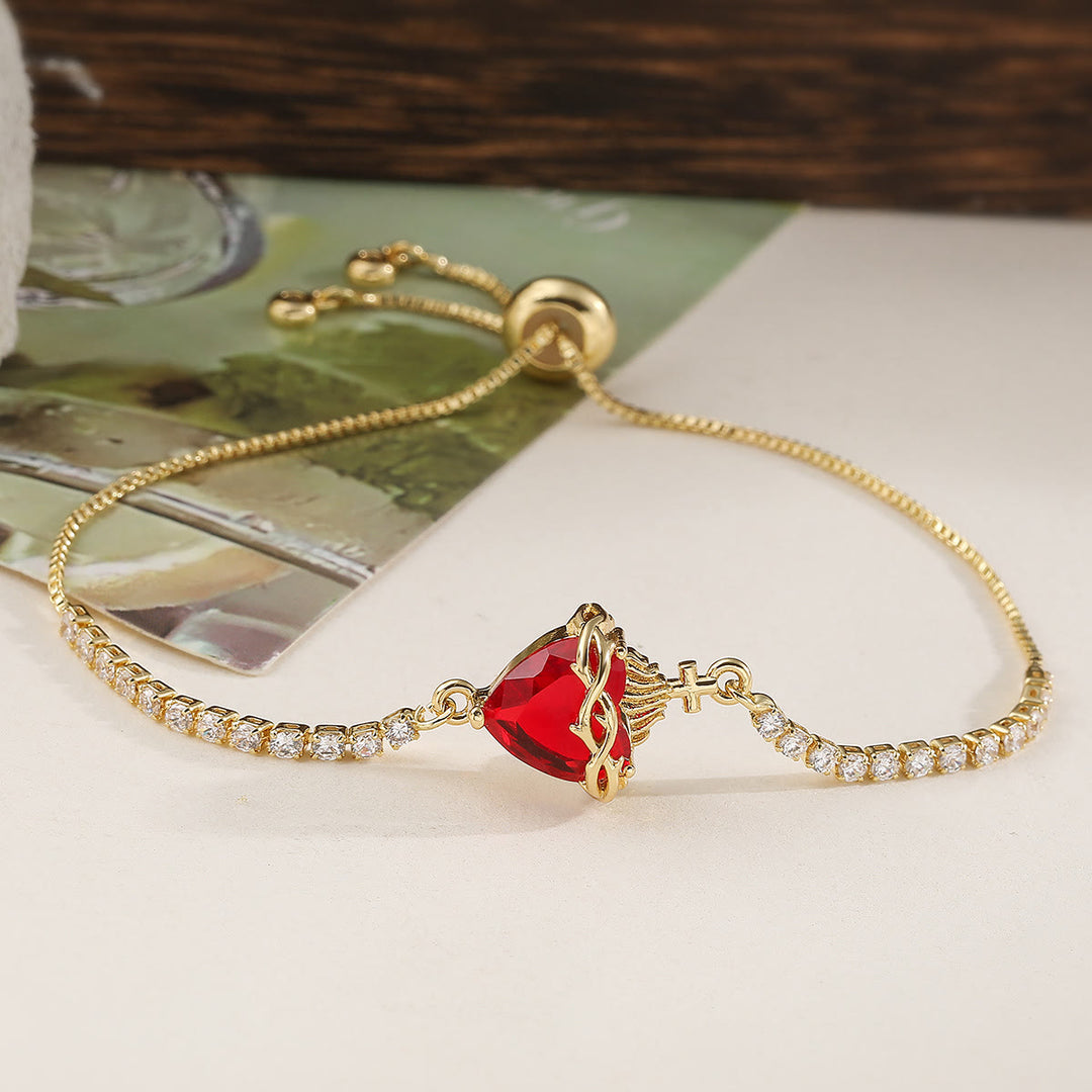 Christianartworkshop Sparkling Cubic Zirconia Sacred Heart Slider Bracelet: Emblem of Enduring Heavenly Love - Thorned Sacred Heart - image 2