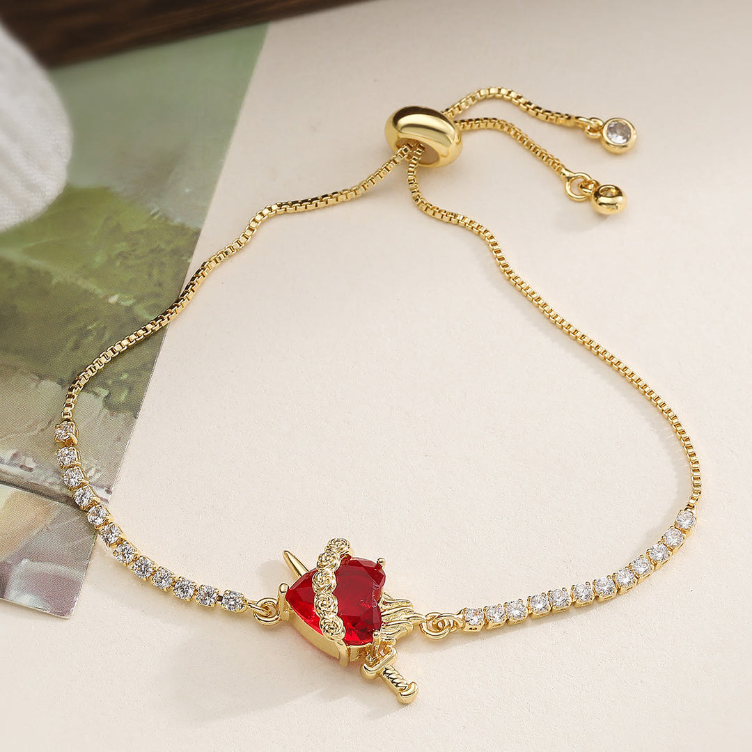Christianartworkshop Sparkling Cubic Zirconia Sacred Heart Slider Bracelet: Emblem of Enduring Heavenly Love - Sword-Pierced Sacred Heart - image 1