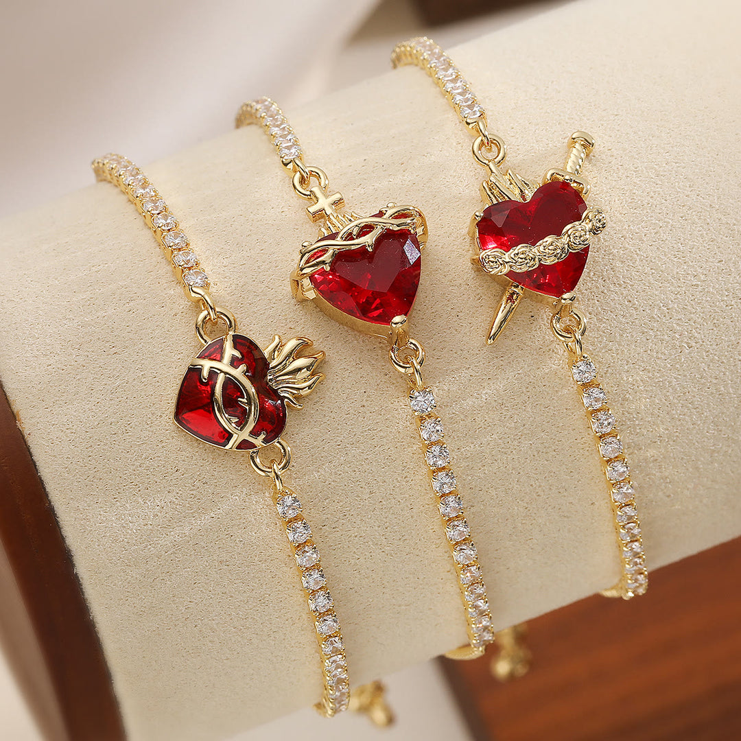 Christianartworkshop Sparkling Cubic Zirconia Sacred Heart Slider Bracelet: Emblem of Enduring Heavenly Love - image 0