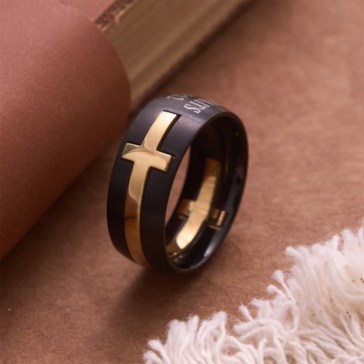 Christianartworkshop Detachable Inlaid Cross Band Engraved True Love Waits Verse: Emblem of Pure Heavenly Chastity - Golden - US 10 - image 3
