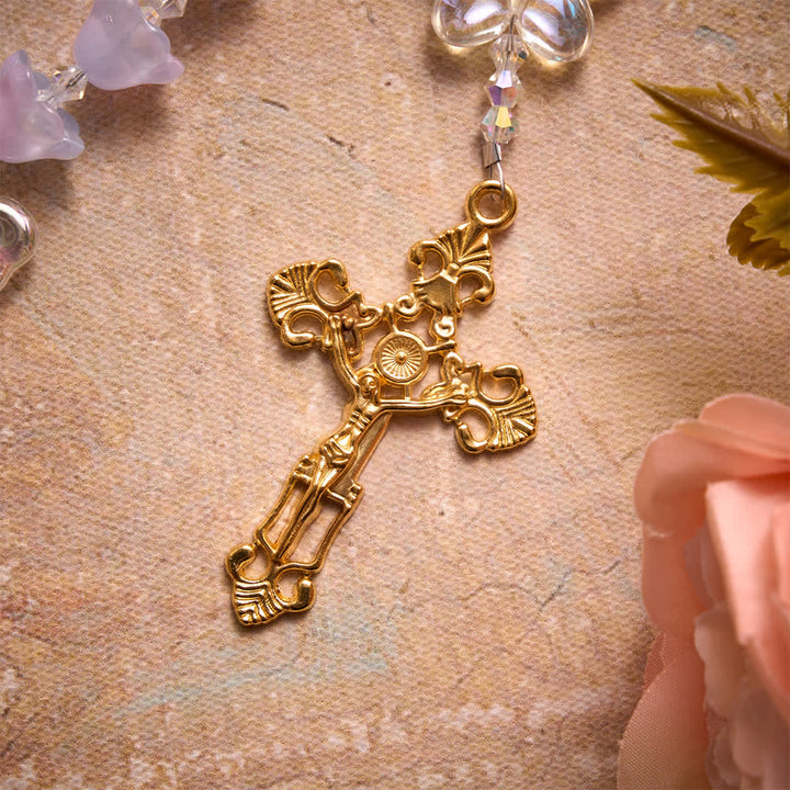 FREE Today: Gradient Iridescent Lily of the Valley Glass Rosary With Butterfly Charms: Emblem of Gentle Heavenly Blessings - image 7