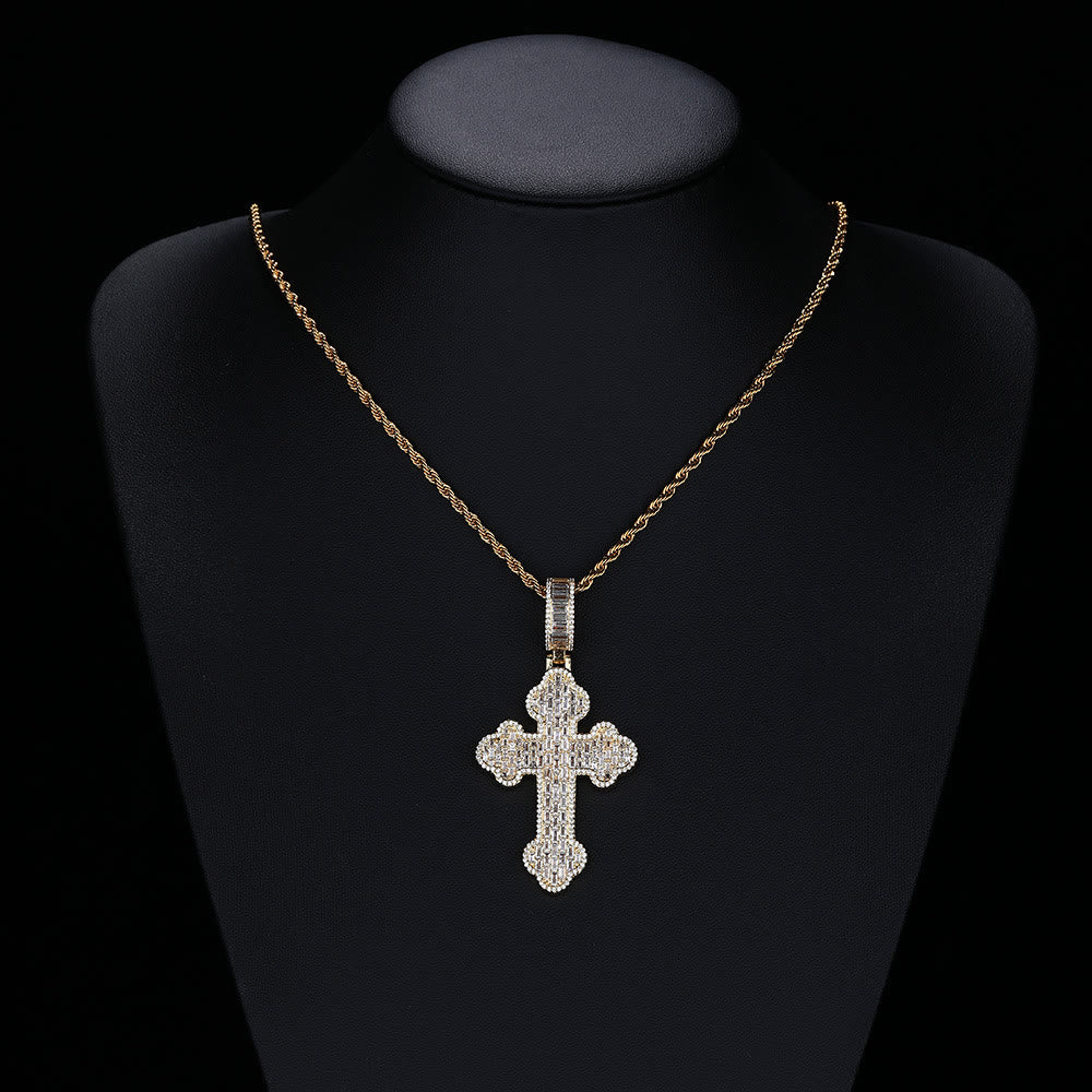Christianartworkshop Iced Baguette Vintage Cross Pendant Necklace: Emblem of Everlasting Heavenly Safeguard - image 1
