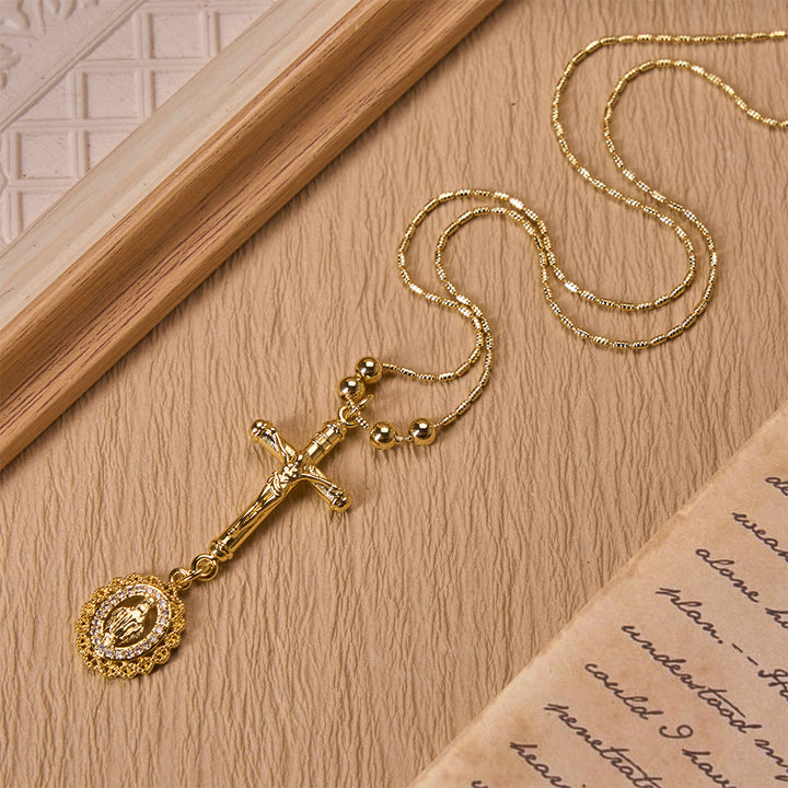 FREE Today: Carved Crucifix & Jeweled Holy Medallion Necklace: Emblem of Tender Heavenly Intercession - image 7