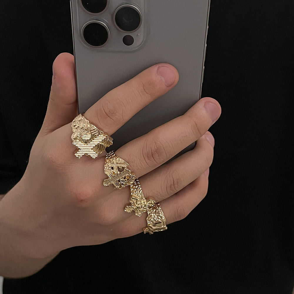 Christianartworkshop Vintage Irregular Relief Cross Stackable Open Ring: Emblem of Timeless Celestial Hope - image 1