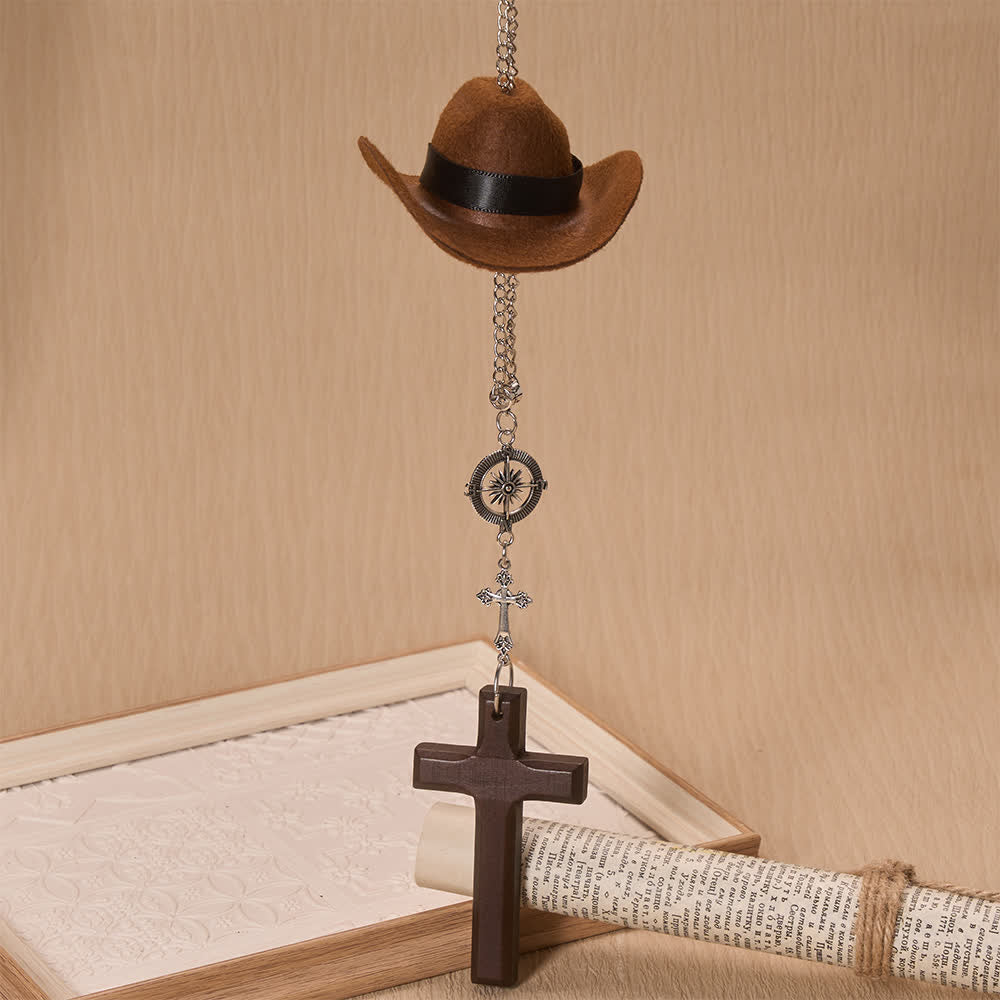 FREE Today: Cowboy Hat Angel Wing Wooden Cross Car Pendant: Timeless Token of Faithful Heavenly Safeguard - image 16