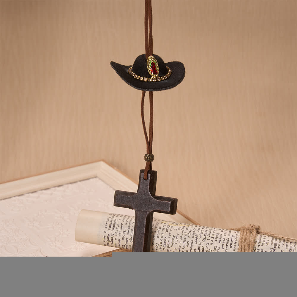 FREE Today: Cowboy Hat Angel Wing Wooden Cross Car Pendant: Timeless Token of Faithful Heavenly Safeguard - image 26