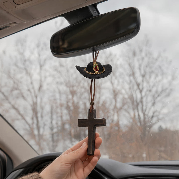 FREE Today: Cowboy Hat Angel Wing Wooden Cross Car Pendant: Timeless Token of Faithful Heavenly Safeguard - image 21