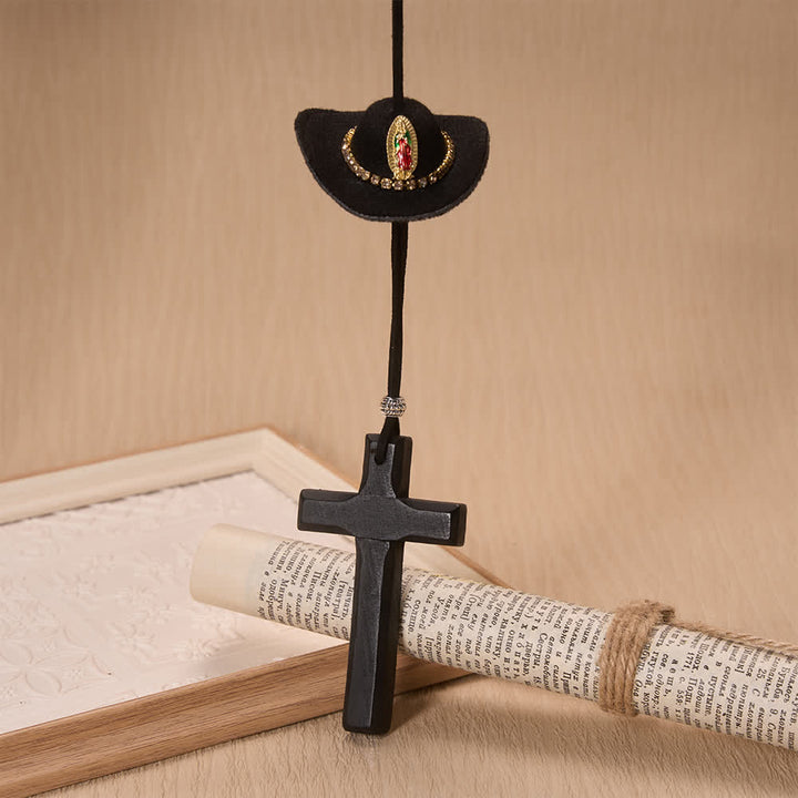 FREE Today: Cowboy Hat Angel Wing Wooden Cross Car Pendant: Timeless Token of Faithful Heavenly Safeguard - image 23