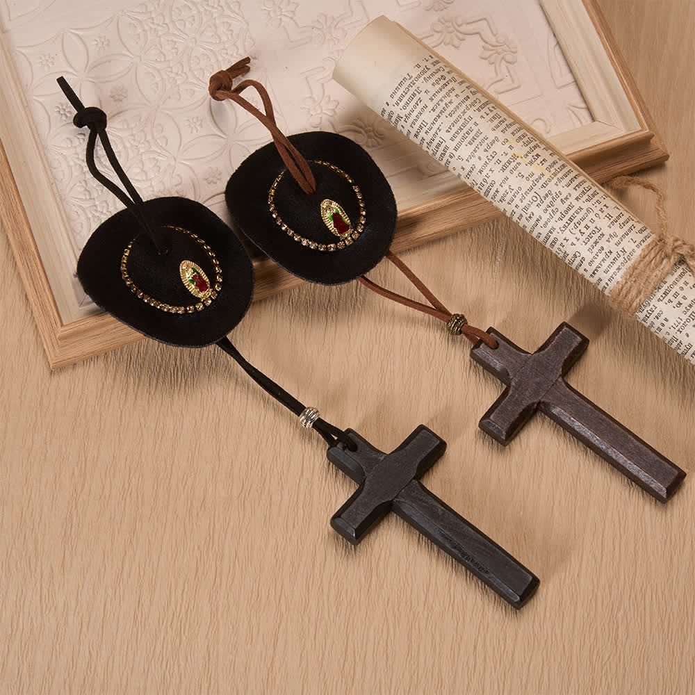 FREE Today: Cowboy Hat Angel Wing Wooden Cross Car Pendant: Timeless Token of Faithful Heavenly Safeguard - image 22