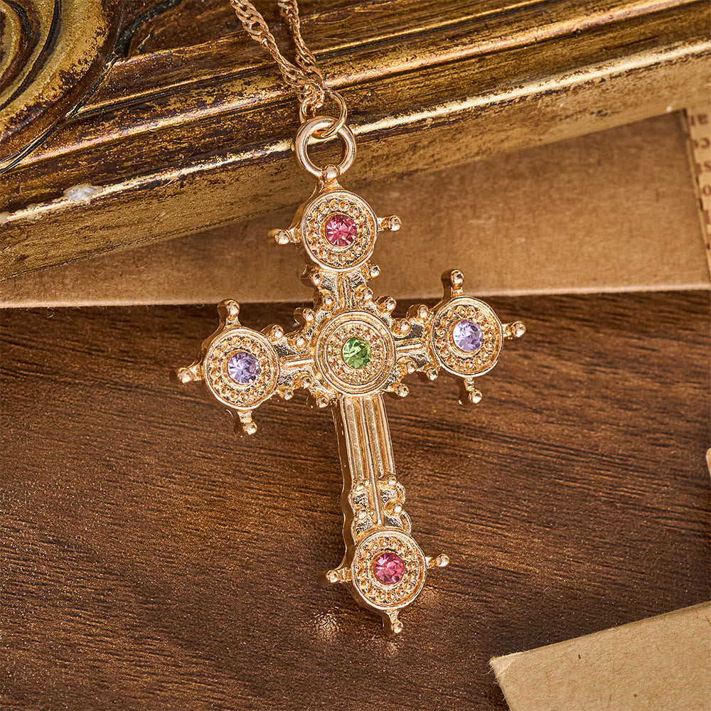 FREE Today: Vintage Layered Jeweled Cross & Pearl Heart Chain Necklace: Emblem of Timeless Heavenly Mercy - image 6