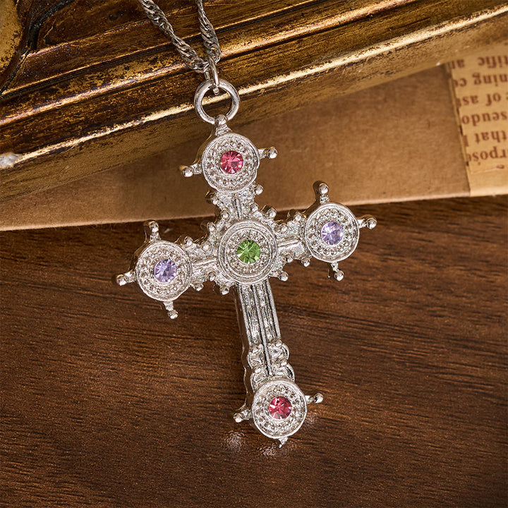 FREE Today: Vintage Layered Jeweled Cross & Pearl Heart Chain Necklace: Emblem of Timeless Heavenly Mercy - image 13