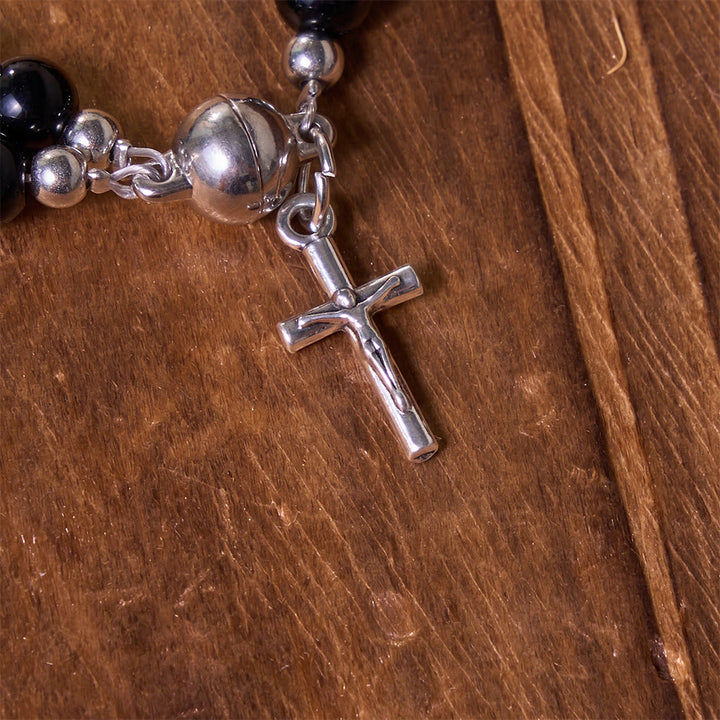 Christianartworkshop Versatile Layerable Bead Rosary Bracelet: Emblem of Warm Celestial Blessing - image 5