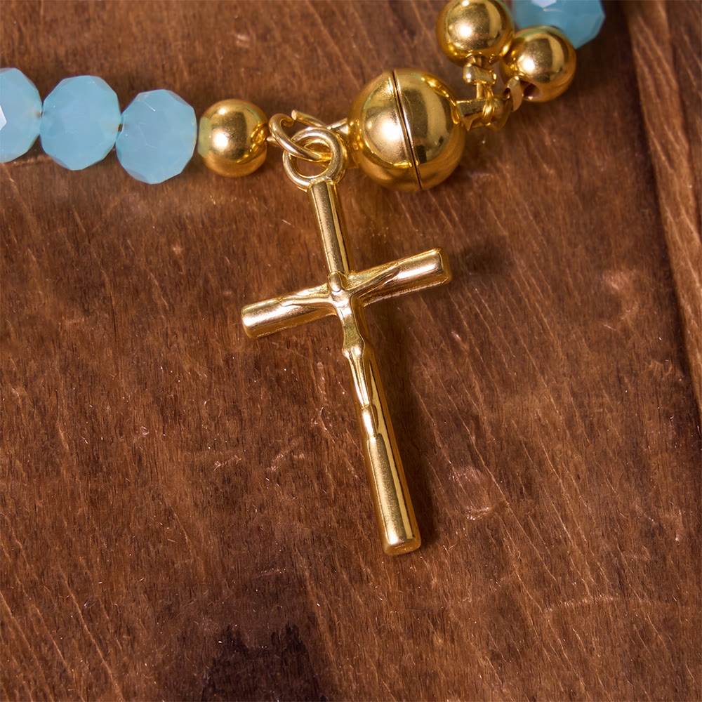 Christianartworkshop Versatile Layerable Bead Rosary Bracelet: Emblem of Warm Celestial Blessing - image 2