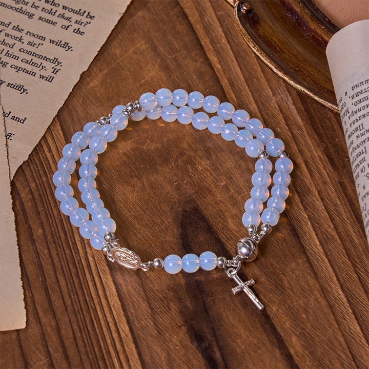 FREE Today: Versatile Layerable Bead Rosary Bracelet: Emblem of Warm Celestial Blessing - White - image 18