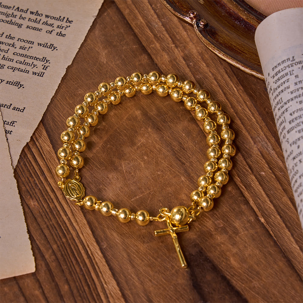 FREE Today: Versatile Layerable Bead Rosary Bracelet: Emblem of Warm Celestial Blessing - Golden - image 12