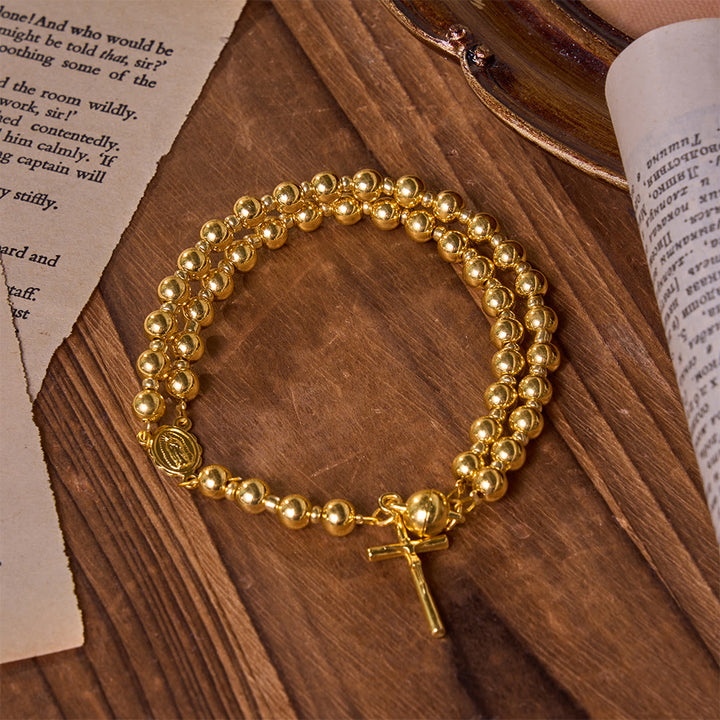 FREE Today: Versatile Layerable Bead Rosary Bracelet: Emblem of Warm Celestial Blessing - Golden - image 12