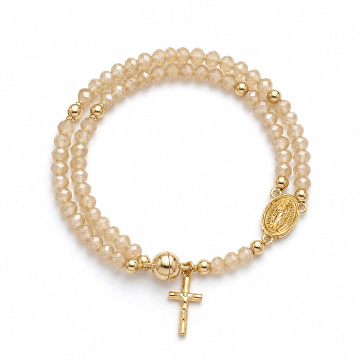 Christianartworkshop Versatile Layerable Bead Rosary Bracelet: Emblem of Warm Celestial Blessing - image 26