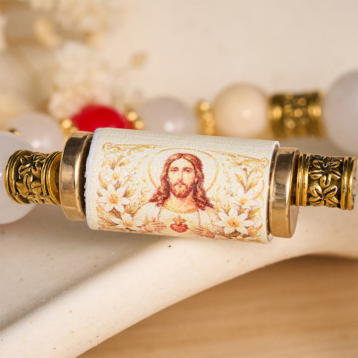 FREE Today: Vintage Printed Cylinder Bead Bracelet With Cross Charm: Emblem of Gentle Heavenly Mercy - image 13