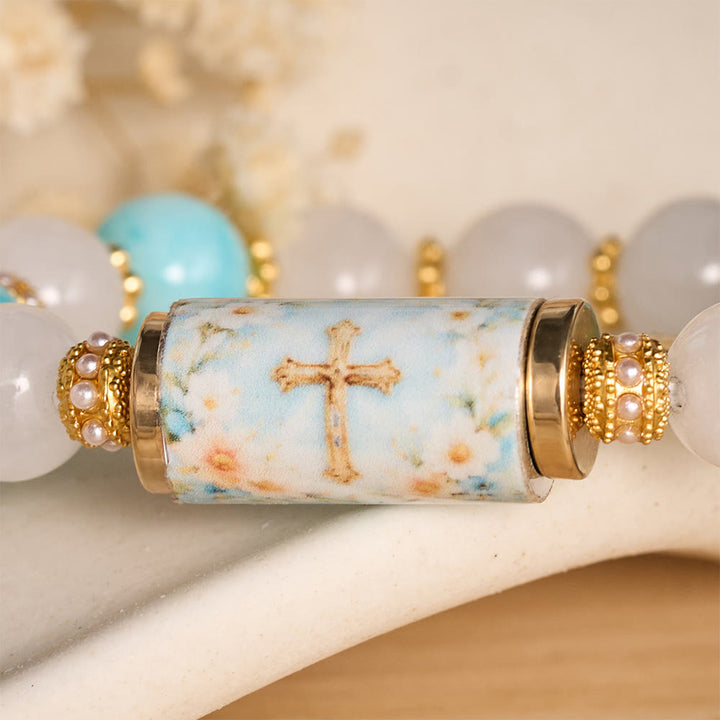 FREE Today: Vintage Printed Cylinder Bead Bracelet With Cross Charm: Emblem of Gentle Heavenly Mercy - image 9