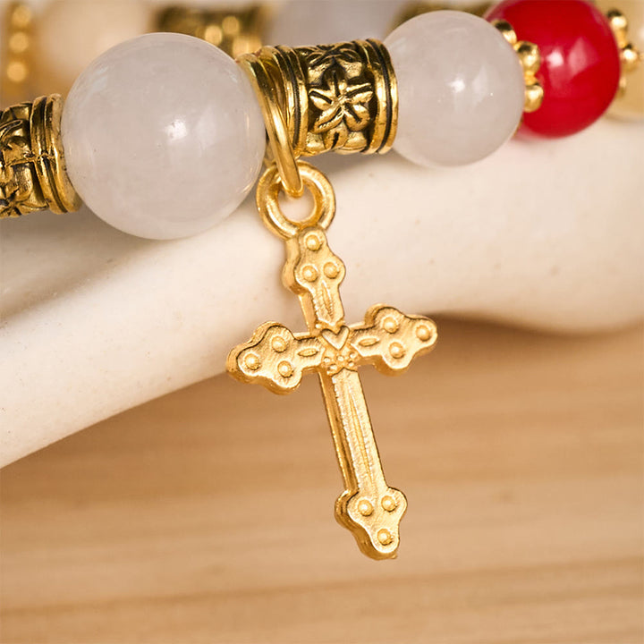 FREE Today: Vintage Printed Cylinder Bead Bracelet With Cross Charm: Emblem of Gentle Heavenly Mercy - image 15
