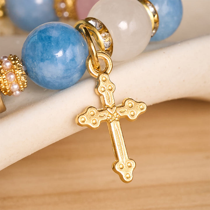 FREE Today: Vintage Printed Cylinder Bead Bracelet With Cross Charm: Emblem of Gentle Heavenly Mercy - image 5