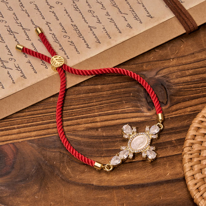 FREE Today: Braided Cord Bracelet With Virgin Mary Portrait Jeweled Cross: Emblem of Motherly Heavenly Mercy - image 5