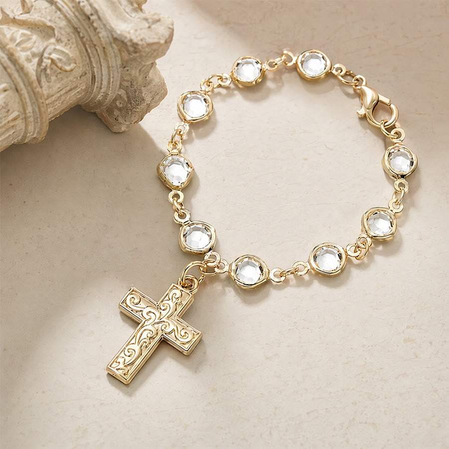 Christianartworkshop Rhinestone Bead Cross Bracelet & Car Hanging Ornament: Emblem of Steadfast Heavenly Safeguard - image 11