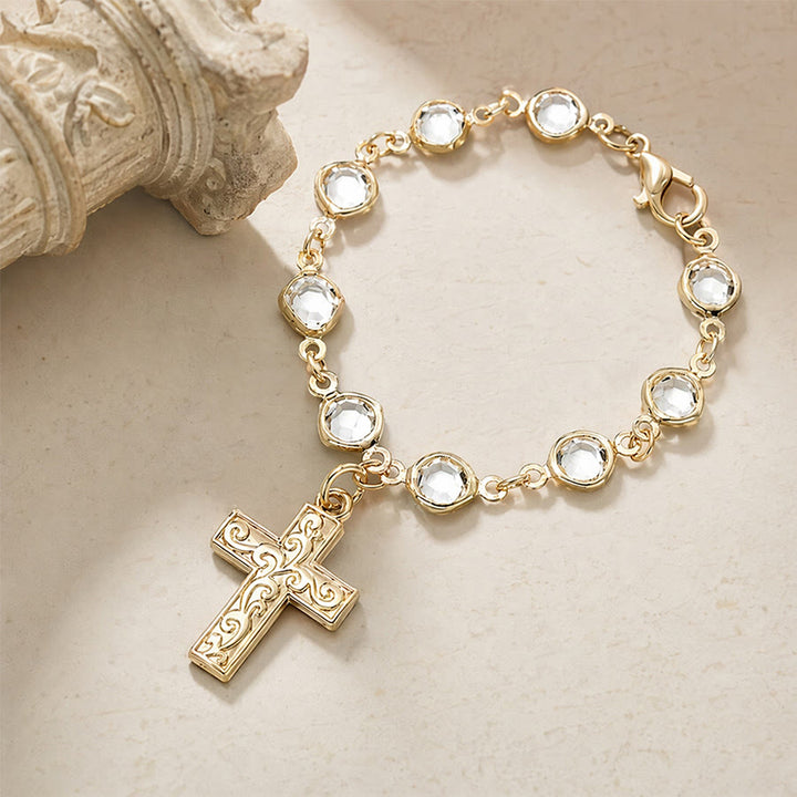 FREE Today:  Rhinestone Bead Cross Bracelet & Car Hanging Ornament: Emblem of Steadfast Heavenly Safeguard - image 11