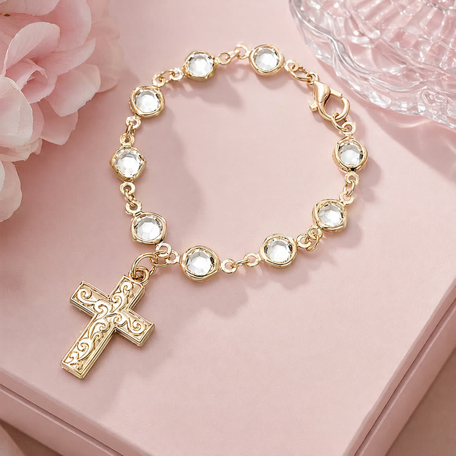 Christianartworkshop Rhinestone Bead Cross Bracelet & Car Hanging Ornament: Emblem of Steadfast Heavenly Safeguard - image 10