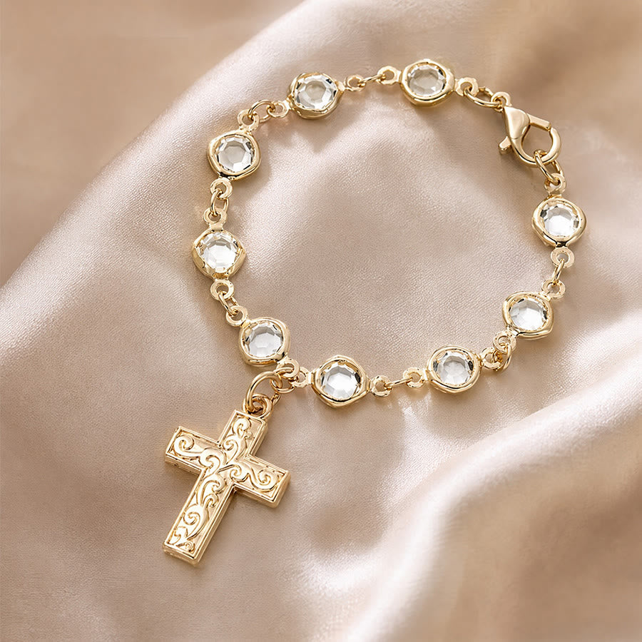 Christianartworkshop Rhinestone Bead Cross Bracelet & Car Hanging Ornament: Emblem of Steadfast Heavenly Safeguard - image 13