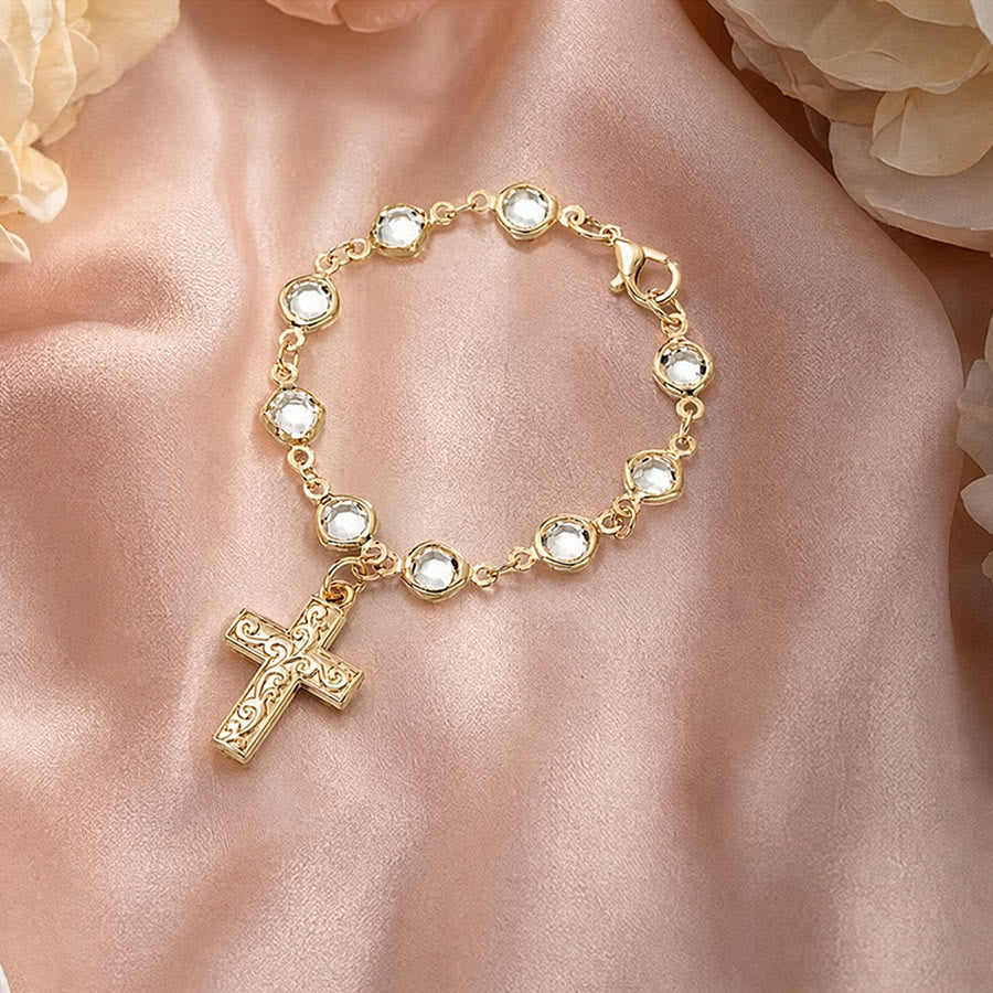 FREE Today:  Rhinestone Bead Cross Bracelet & Car Hanging Ornament: Emblem of Steadfast Heavenly Safeguard - image 15