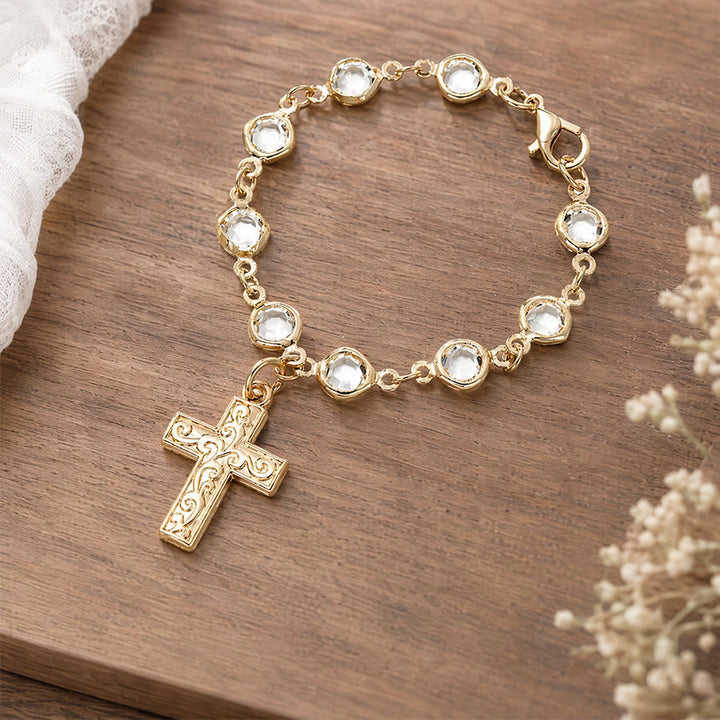 Christianartworkshop Rhinestone Bead Cross Bracelet & Car Hanging Ornament: Emblem of Steadfast Heavenly Safeguard - image 12