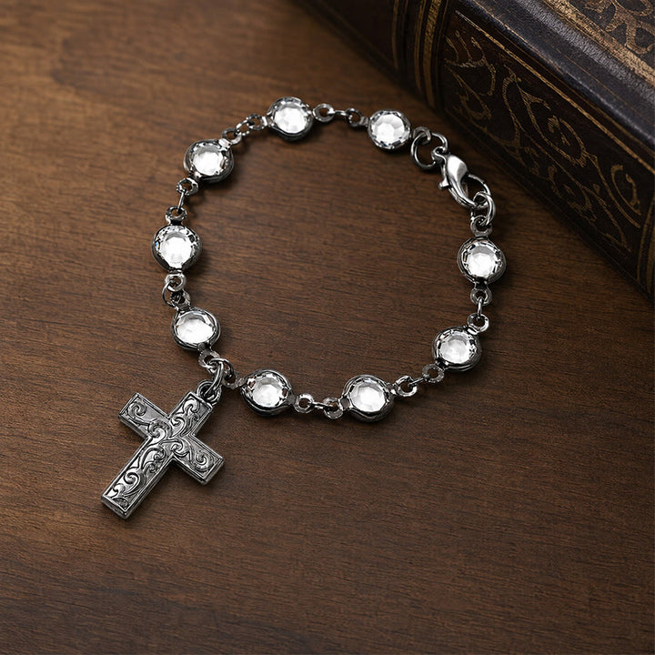 FREE Today:  Rhinestone Bead Cross Bracelet & Car Hanging Ornament: Emblem of Steadfast Heavenly Safeguard - image 6